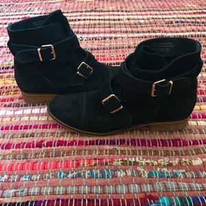 Aldo Black Suede Wrap Booties